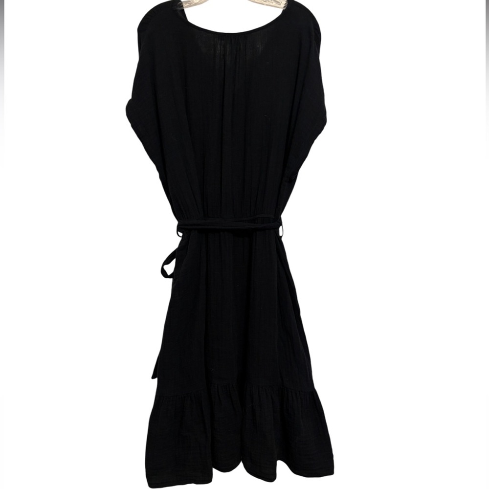 Ruffle Hem Tiered Dress Lightweight Flowy Gauze Neutral Black Gap Size XXL - Picture 8 of 16